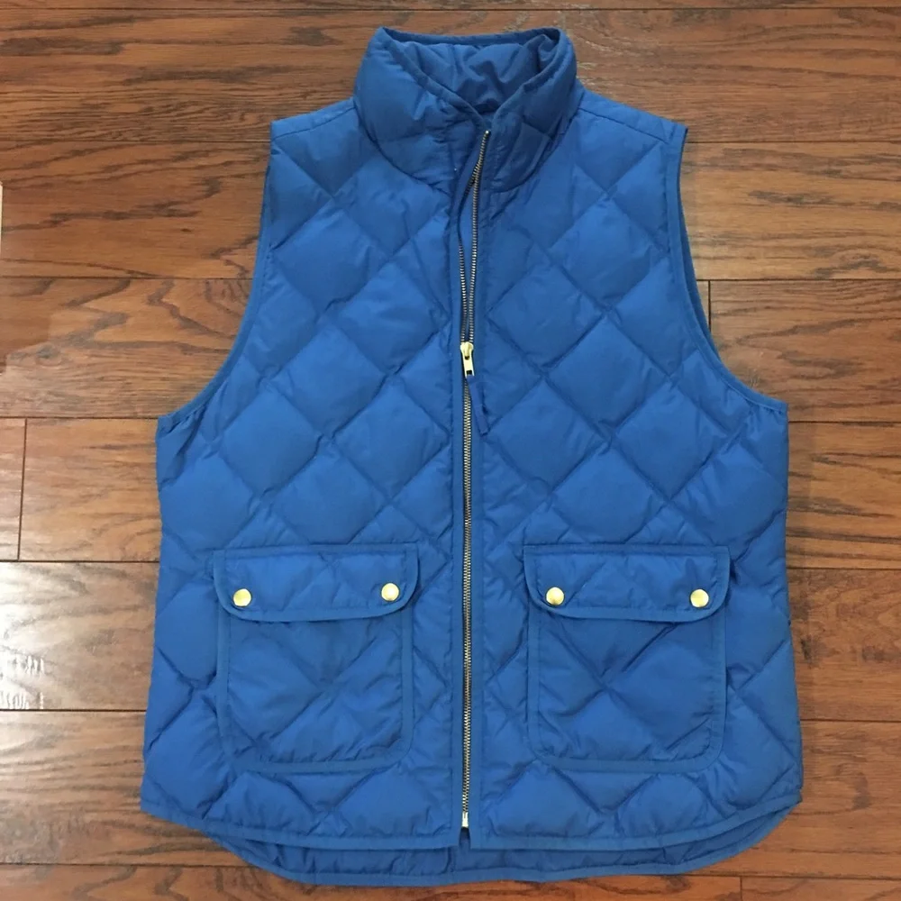 J. Crew Women’s Excursion Quilted Down Puffer Vest Royal Blue Size Large